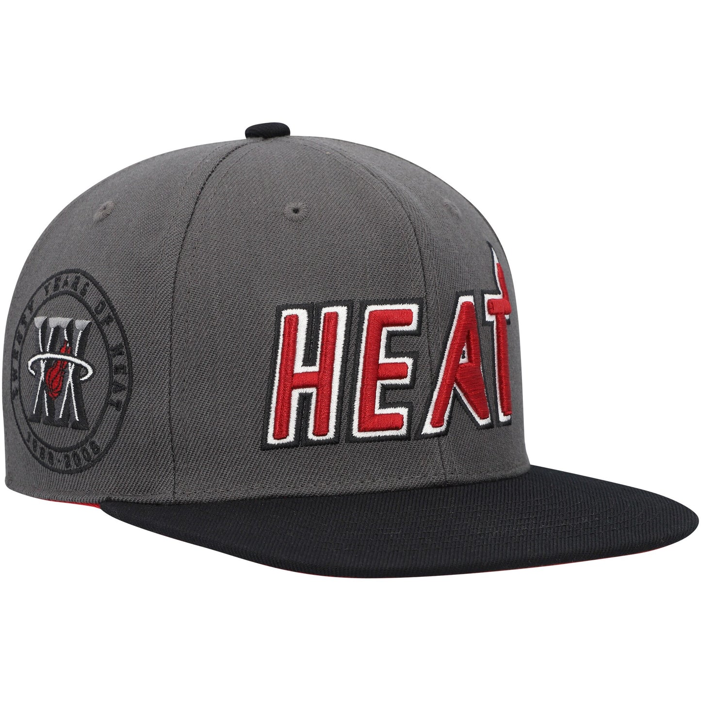 Miami Heat Mitchell & Ness Hardwood Classics 20th Anniversary Born & Bred Fitted Hat - Gray/Black