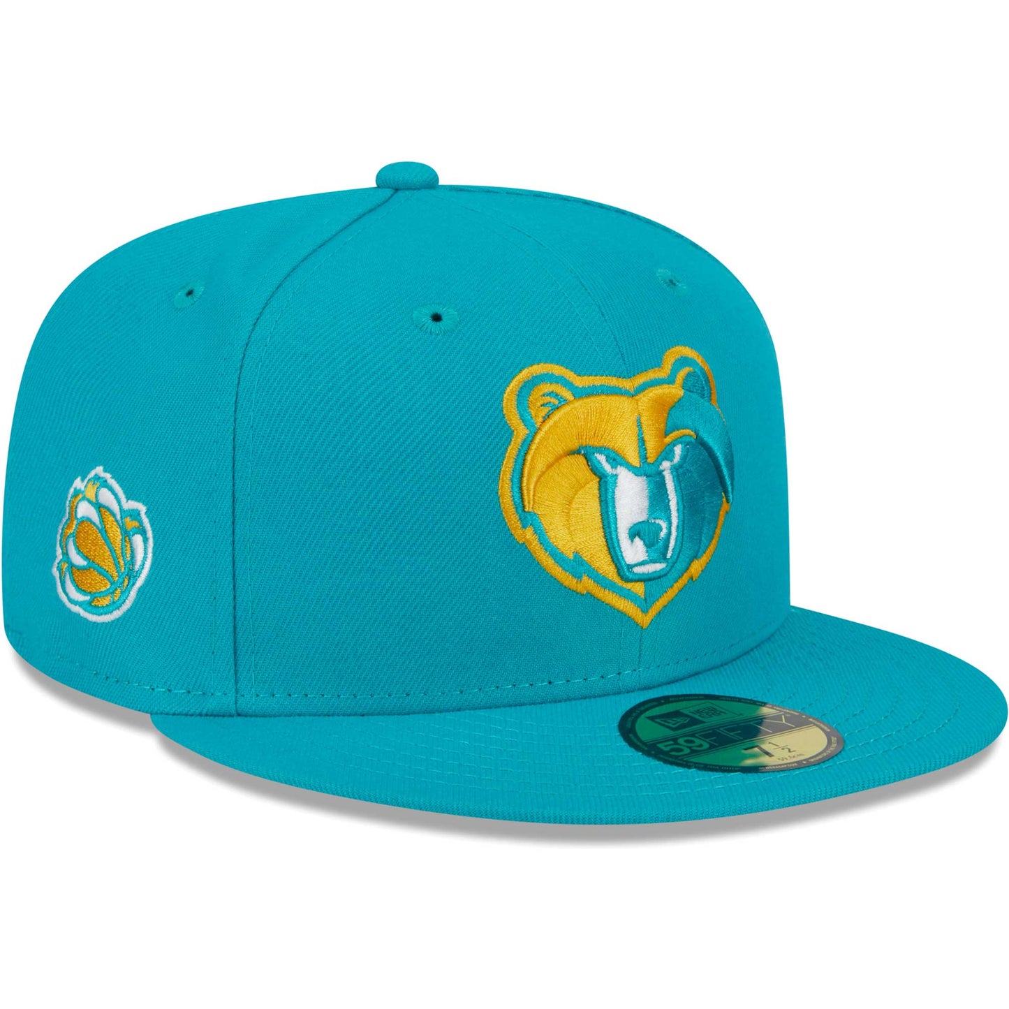 Memphis Grizzlies New Era Breeze Grilled Yellow Undervisor 59FIFTY Fitted Hat - Turquoise