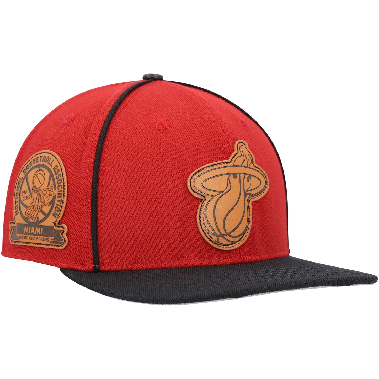 Miami Heat Pro Standard Heritage Leather Patch Snapback Hat - Red/Black